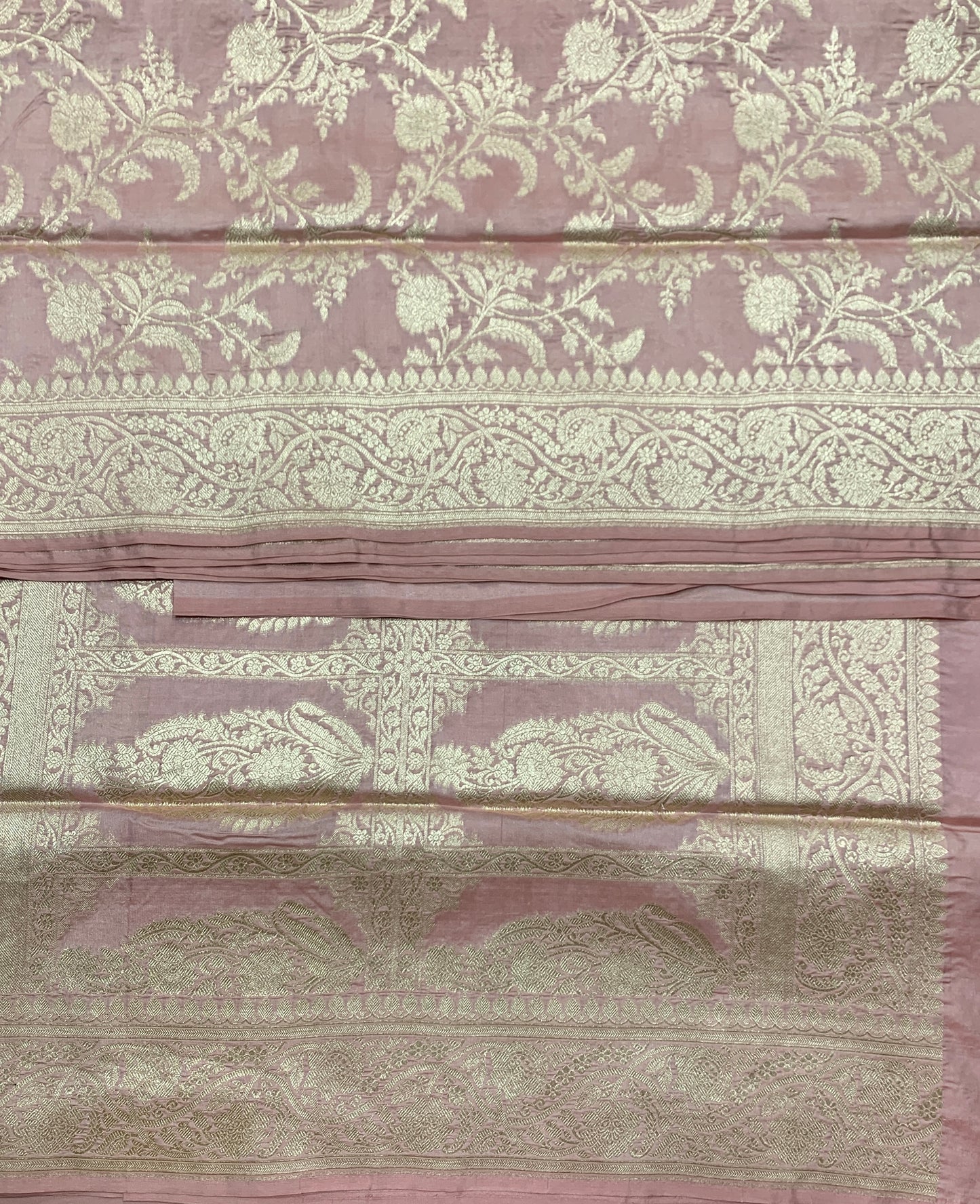 Pure Banarasi Silk Saree Light Onion Pink Colour with Self Colour Banarasi Border