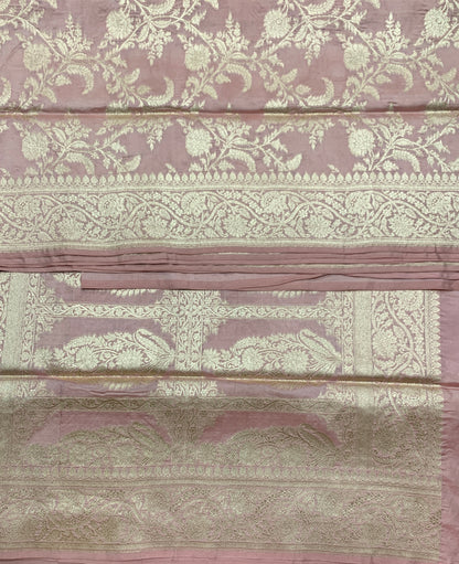 Pure Banarasi Silk Saree Light Onion Pink Colour with Self Colour Banarasi Border