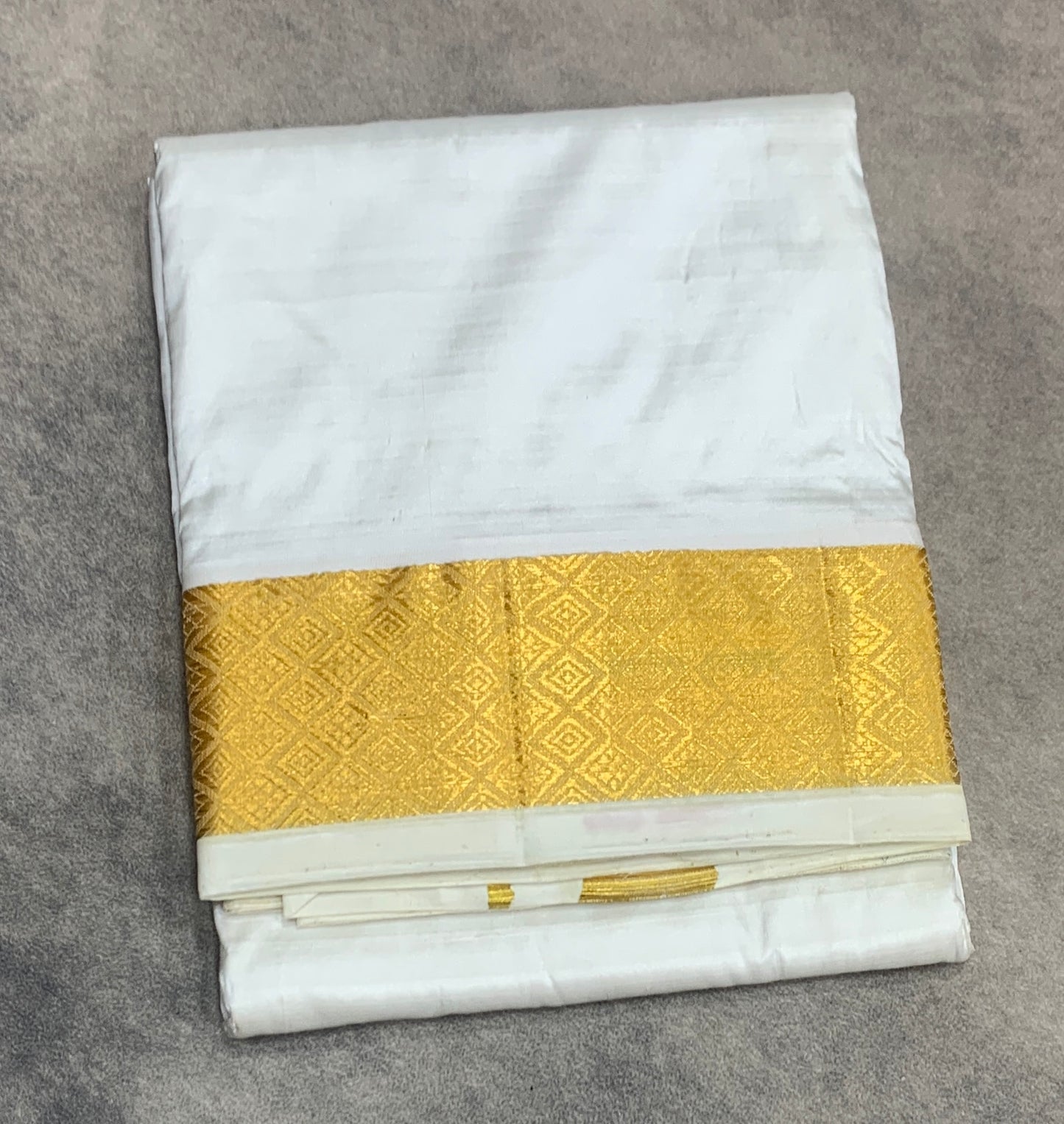 Pure Silk Dhoti 8 mulam White Colour Big Border