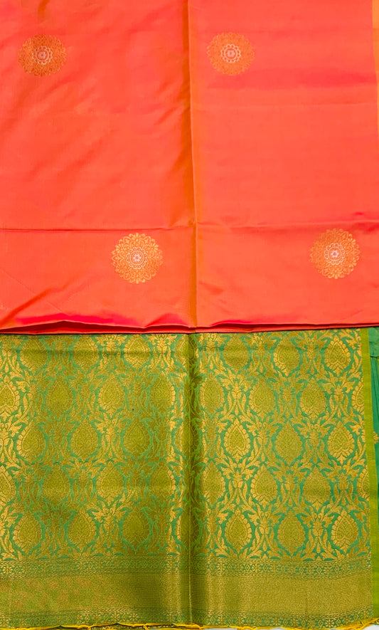 Soft Vegan Silk Saree Orange Colour with Border Less