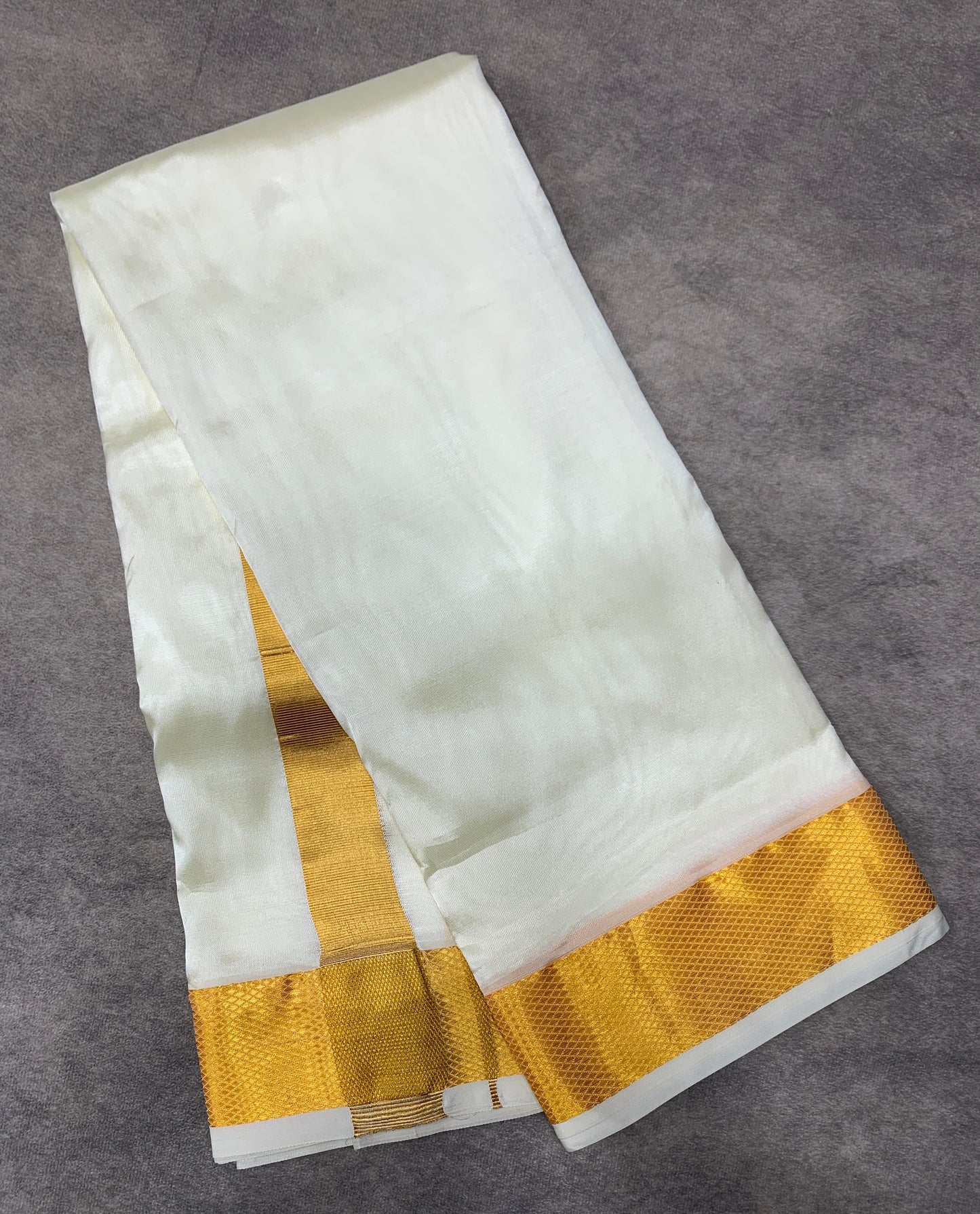 Art Silk Dhoti 8 Mulam Cream Colour with Large Border