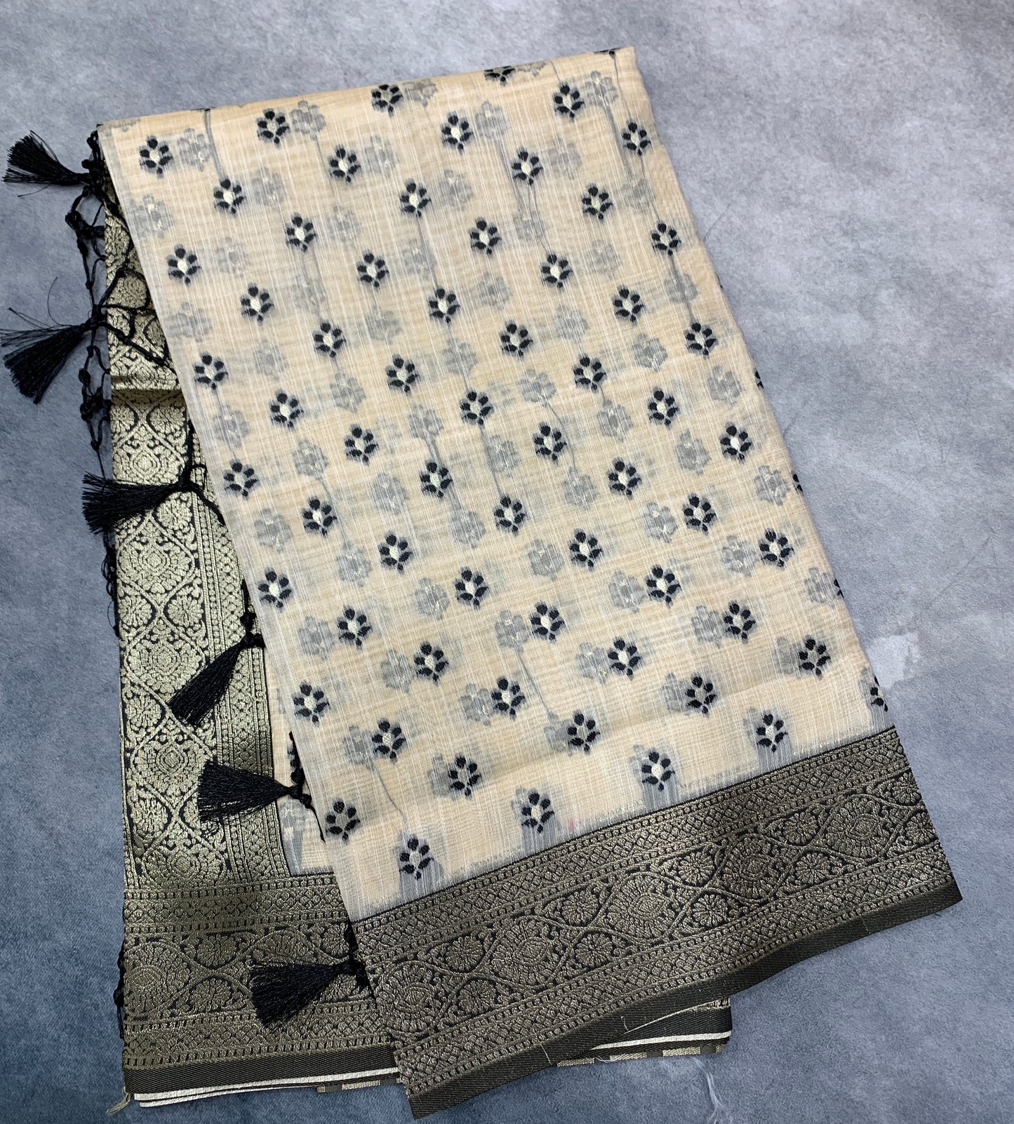 Banaras Katan Saree Tussar Colour with Katan Work Border