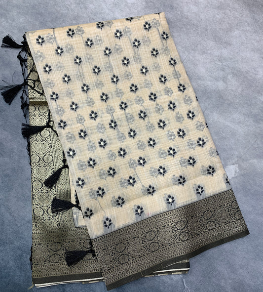 Banaras Katan Saree Tussar Colour with Katan Work Border