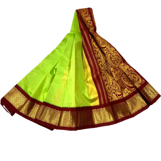 Kanchipuram Silk Saree Apple Green Colour