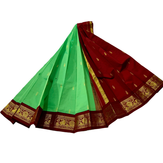 Kanchipuram Silk Saree Apple Green Colour
