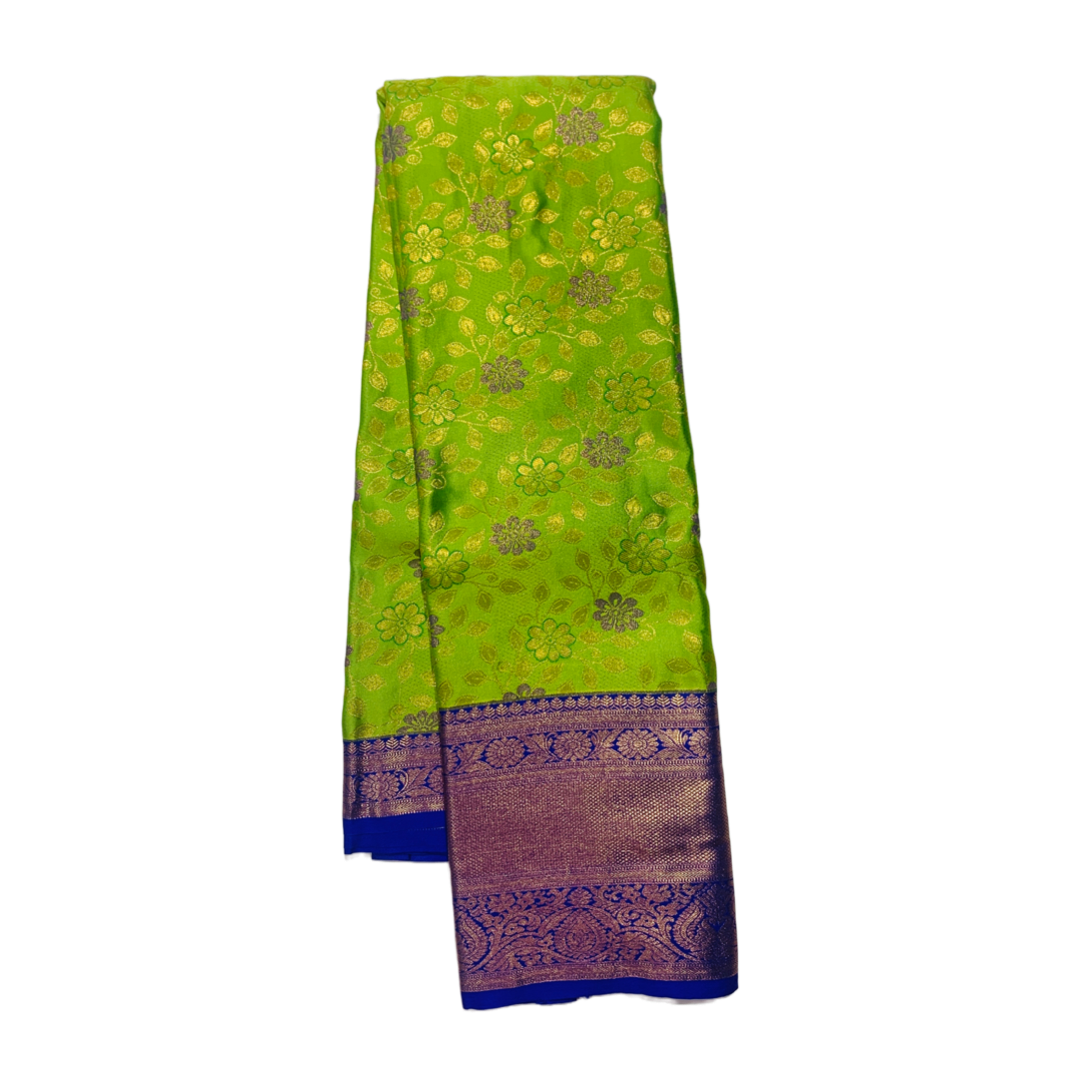 Apple Green shade Soft kanchi pattu with Blue Border