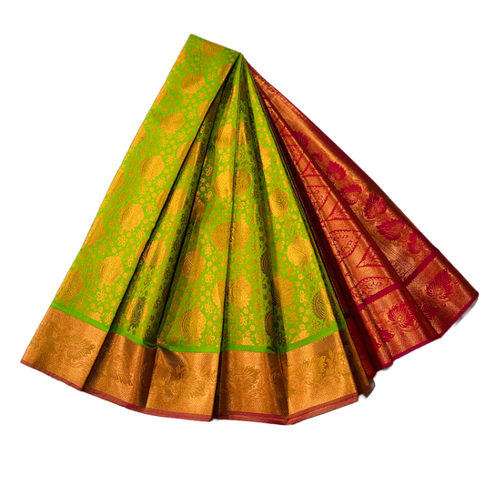 Apple Green shade Soft kanchi pattu with Mango design.