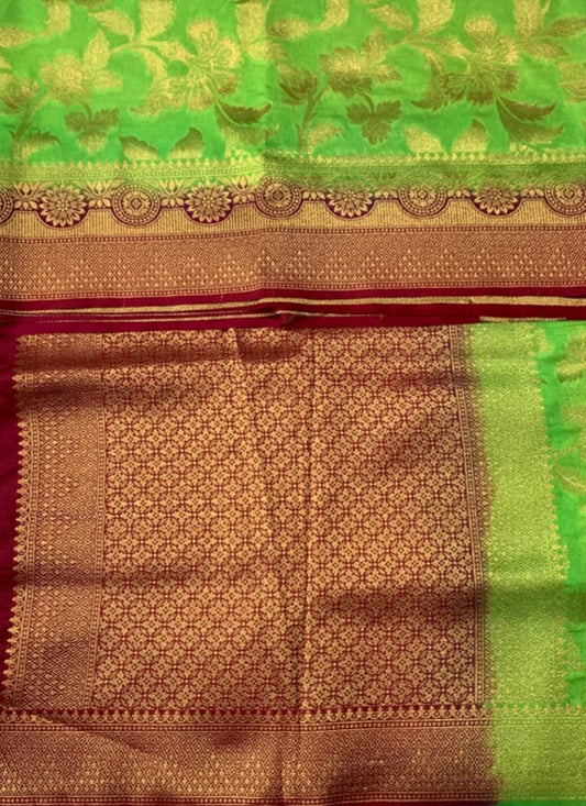 Banaras Saree Apple Green Colour