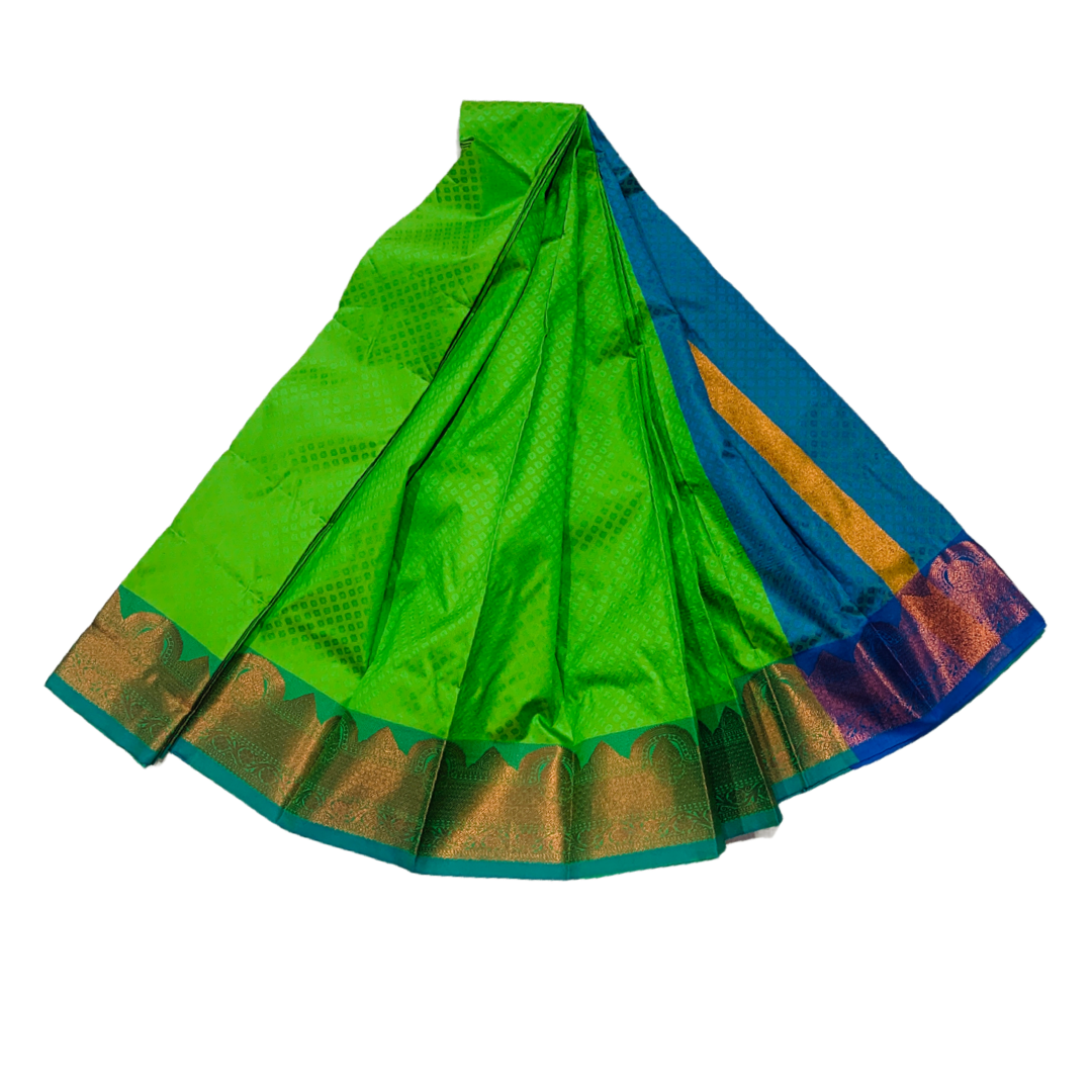 Apple Green  shade Soft kanchi pattu with Copper zari