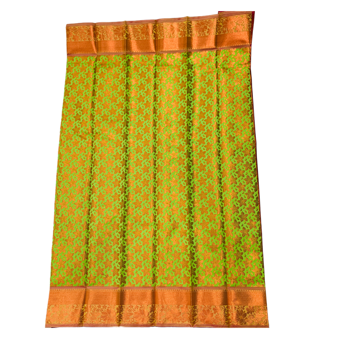 Apple Green shade Soft kanchi pattu with Flower design.