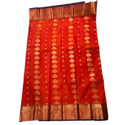 Brownish Orange shade saree with Copper and Brown Border