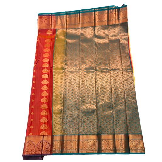 Brownish Orange shade saree with Copper and Brown Border