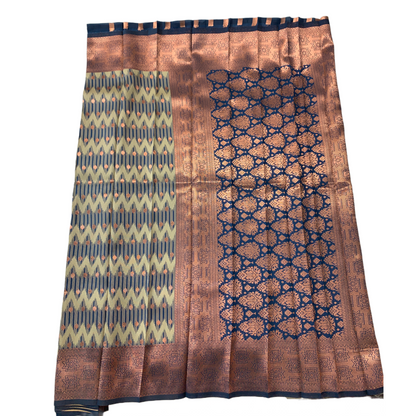 Blue shade saree with Copper Border