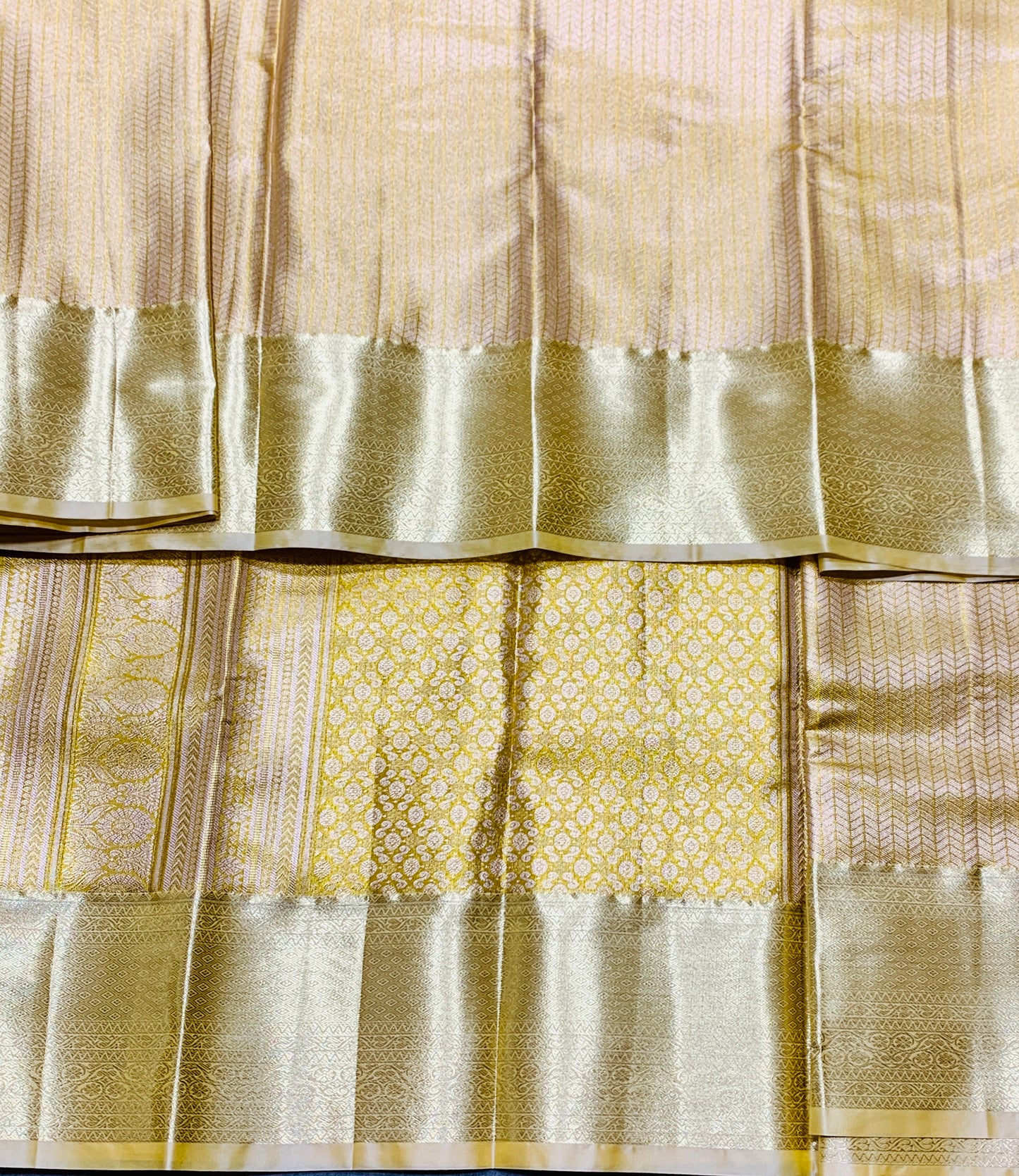 Fancy Tissue Saree Light Golden Colour with Self Colour Border