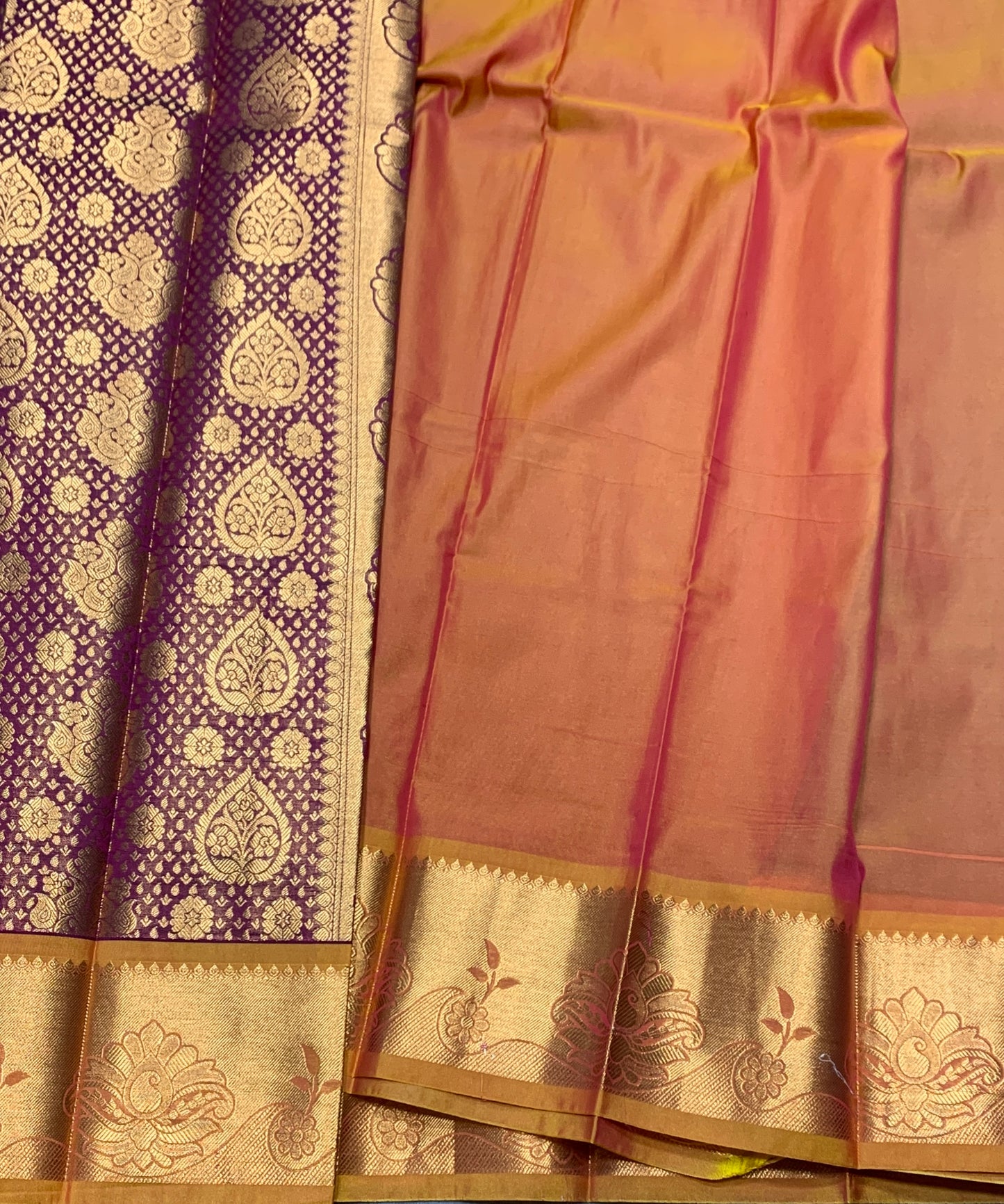 Vegan Silk Saree Maroon Colour with Golden Yellow Border