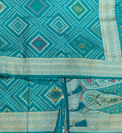 Banaras Soft Silk Saree Rama Green Colour with Sliver Colour Floral Design Border