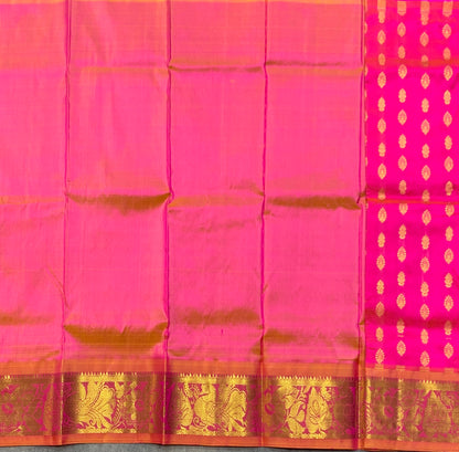 Baby Pink Shade Pure Kanchipuram Kids Pattu Pavadai with Contrast Border for Newborn to 2 Years