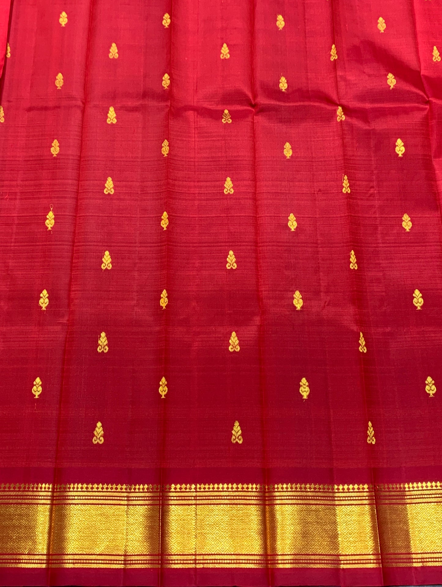 Pure Kanchipuram Silk Saree Red Colour with Gold Zari Border