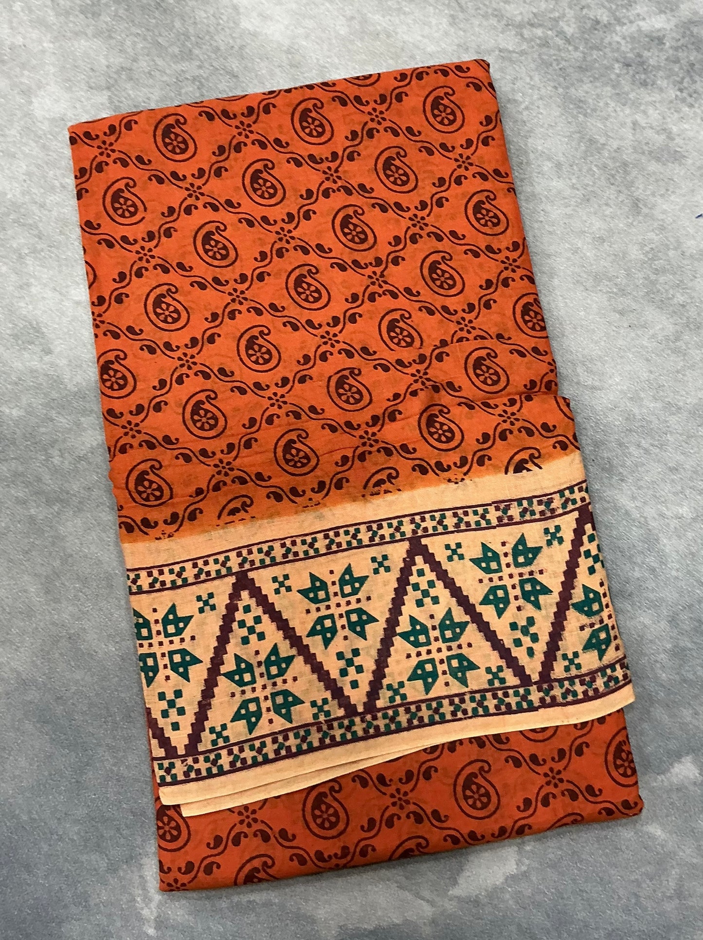 MulMul Cotton Rust Orange Colour with Cream Colour Border