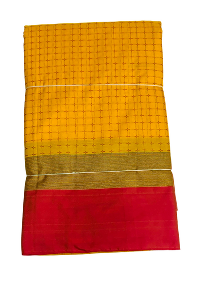 Arani Silk Saree Yellow Colour with Red and Golden Border