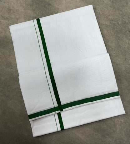 White Cotton Dhoti with Green Border