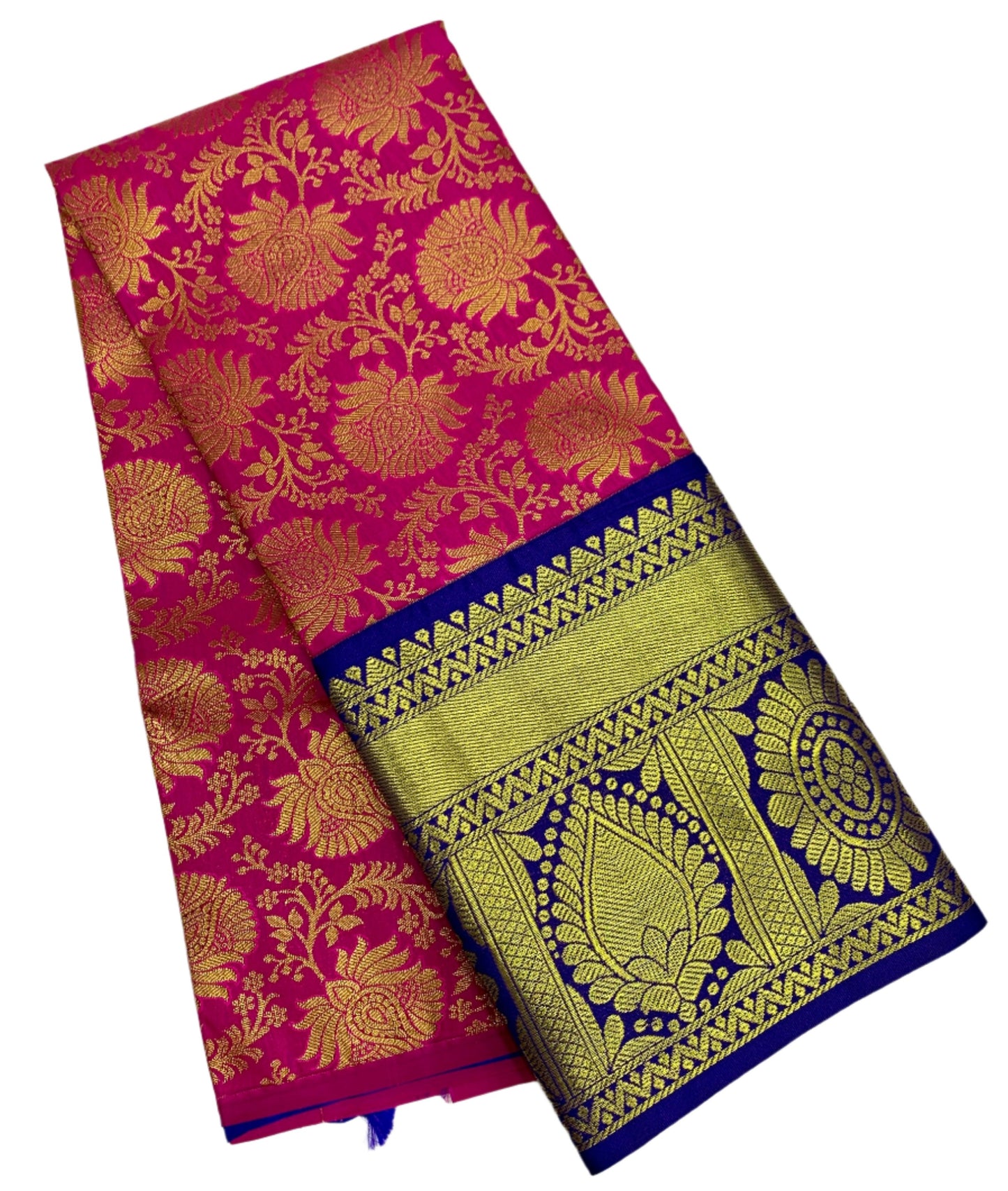 Pink shade Vegan Silk Kids Pattu Pavadai with Contrast border for age 5 to 10