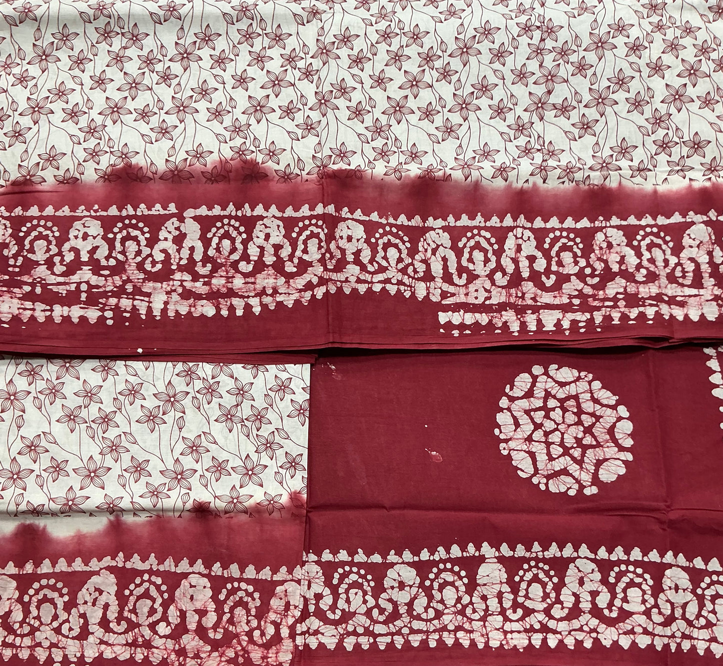 Chettinad Sungudi Cotton White Colour with Maroon Colour Border