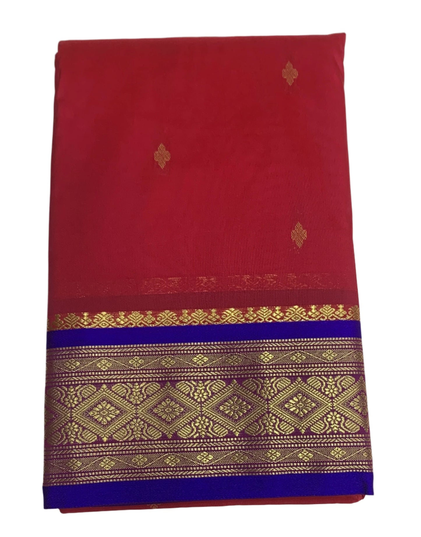 Reddish Pink Shade Saree with Golden and Blue Border