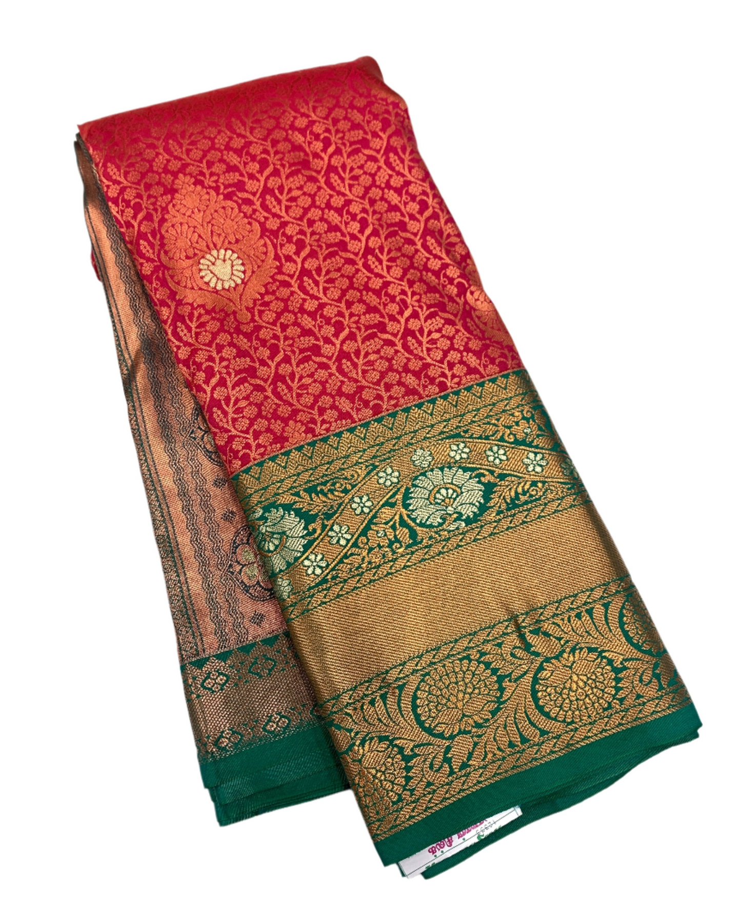 Vegan Silk Saree Pink shade with Green Border