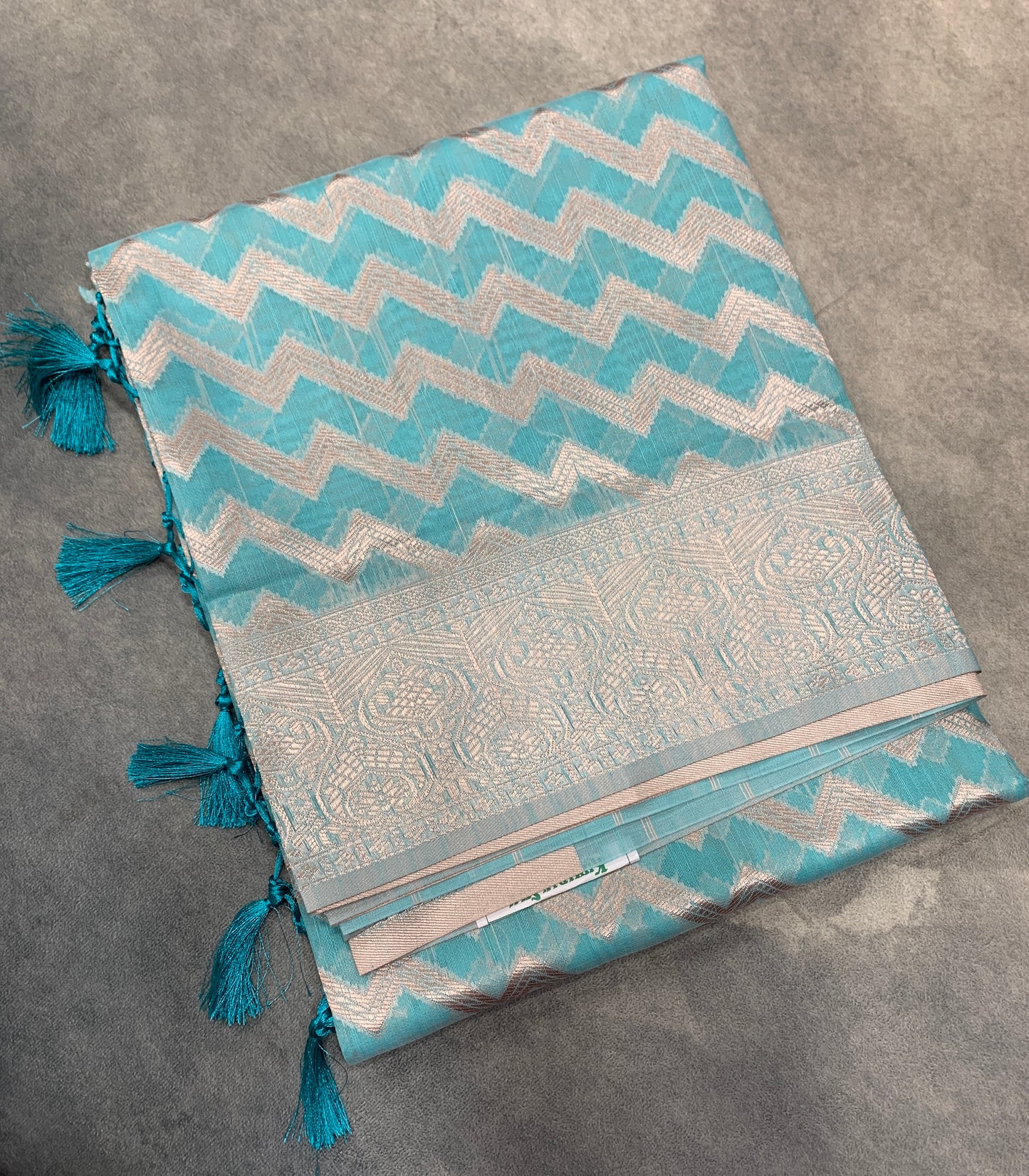 Banaras Katan Saree Sky Blue Colour with Katan Work Border
