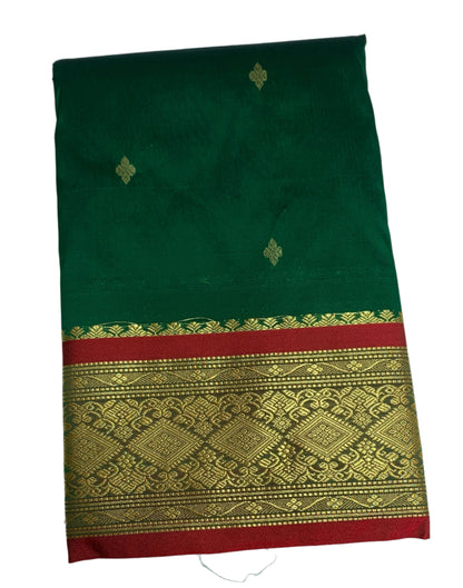 Green Shade Saree with Golden and Red Border