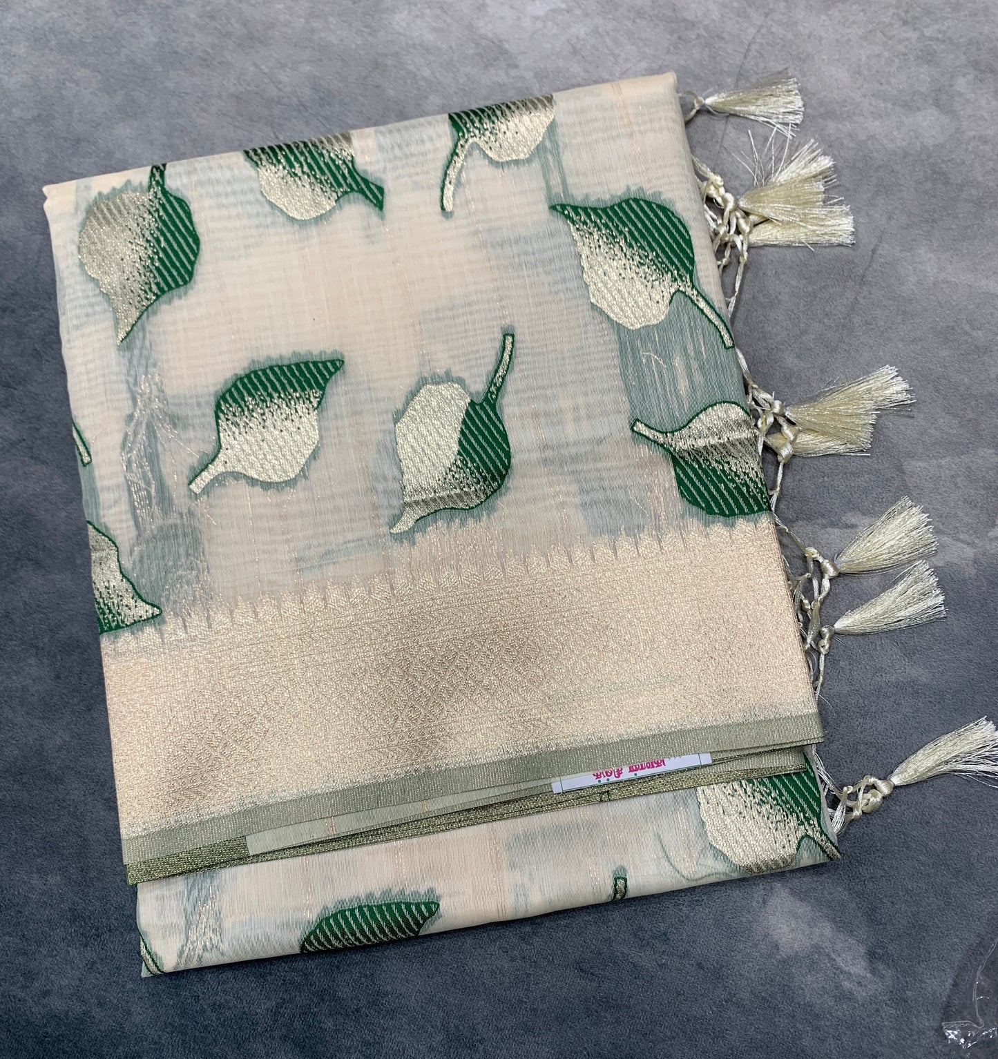 Banaras Katan Saree Off White Colour with Katan Work Border