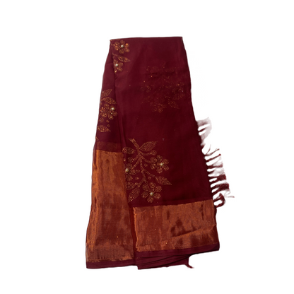 Maroon saree with Golden border