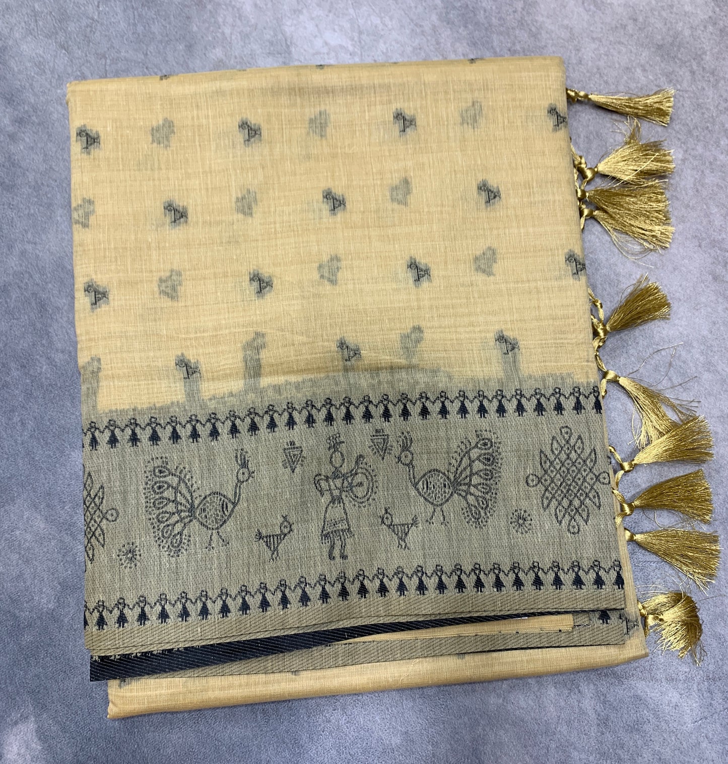 Banaras Katan Saree Golden Colour with Katan Work Border