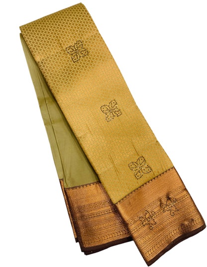 Vegan Silk Saree Tussar shade with Copper Border