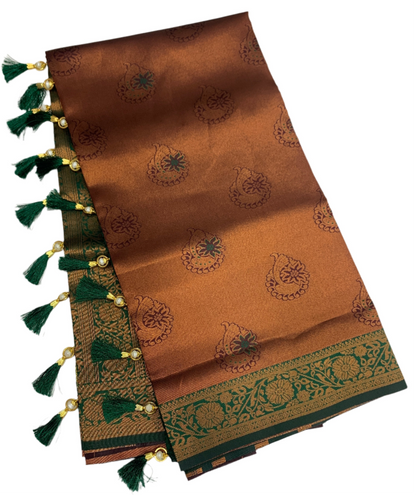 Art Silk Saree Maroon Colour with Green Border