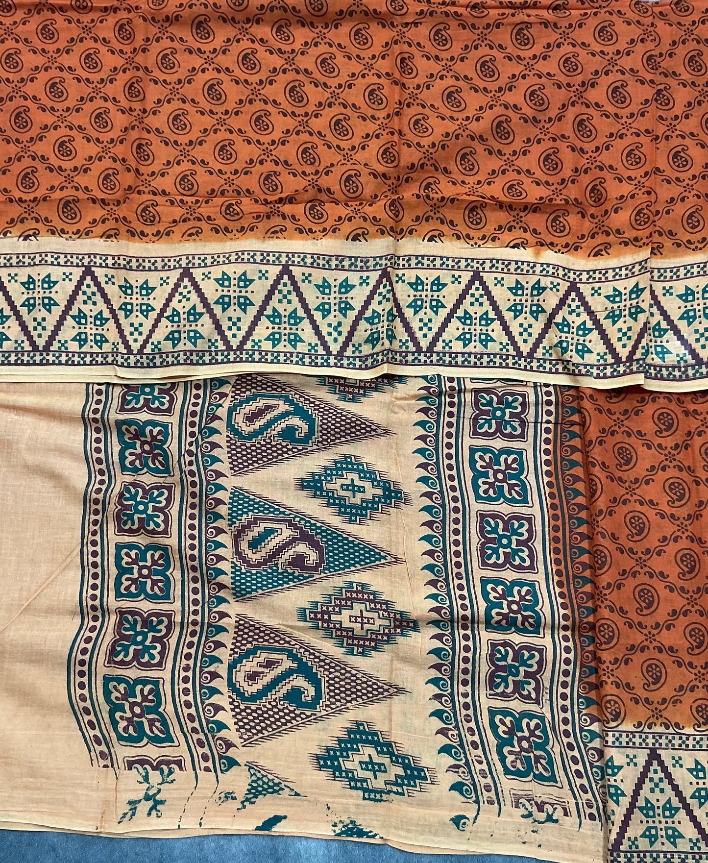 MulMul Cotton Rust Orange Colour with Cream Colour Border