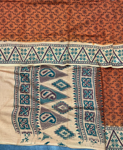MulMul Cotton Rust Orange Colour with Cream Colour Border