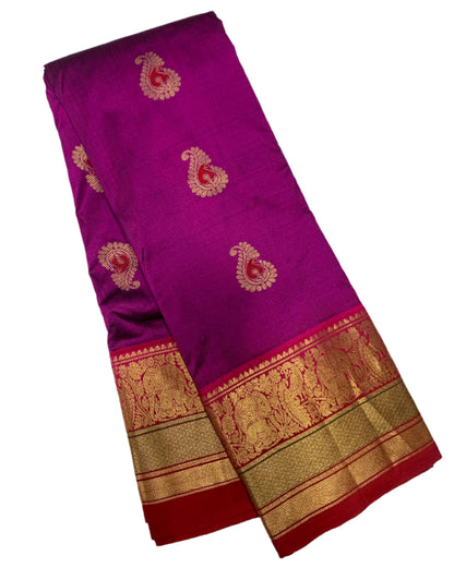 Pure Kanchipuram Silk Saree Magenta shade