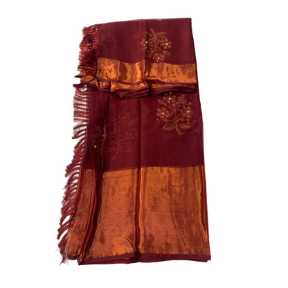 Maroon saree with Golden border