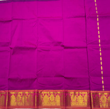 Magenta Shade Semi Silk Kids Pattu Pavadai with Self border for Age 2 to 5