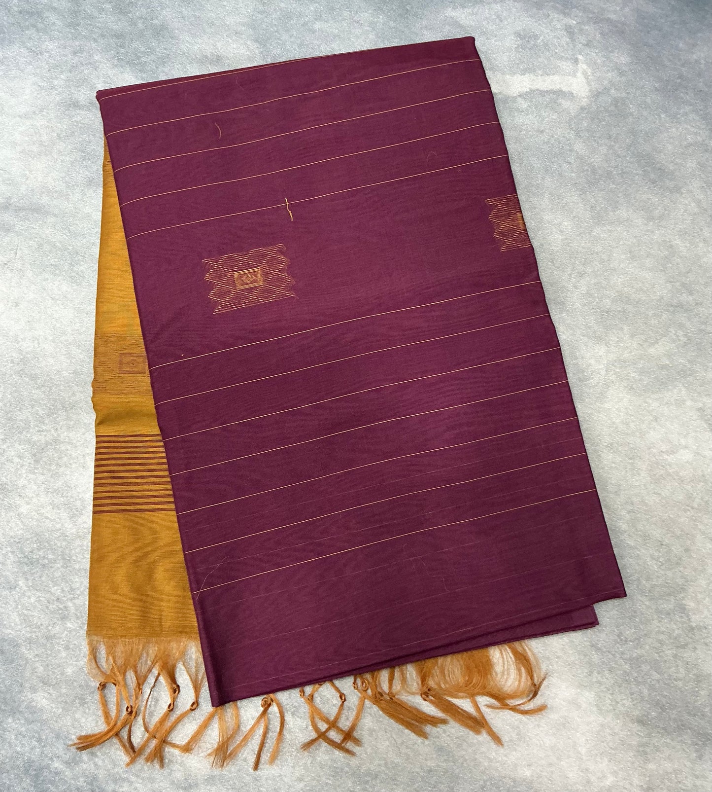 Brown Shade Silk Cotton Saree with Border Less Saree