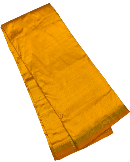 9X5 Pure Silk Dhoti Yellow Small Border