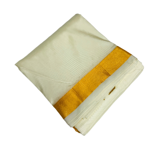 Art Silk Dhoti 8 Mulam Cream Colour Small Border