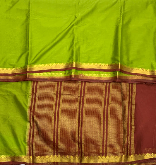 Crepe Saree Olive Green Colour with Floral Design Border