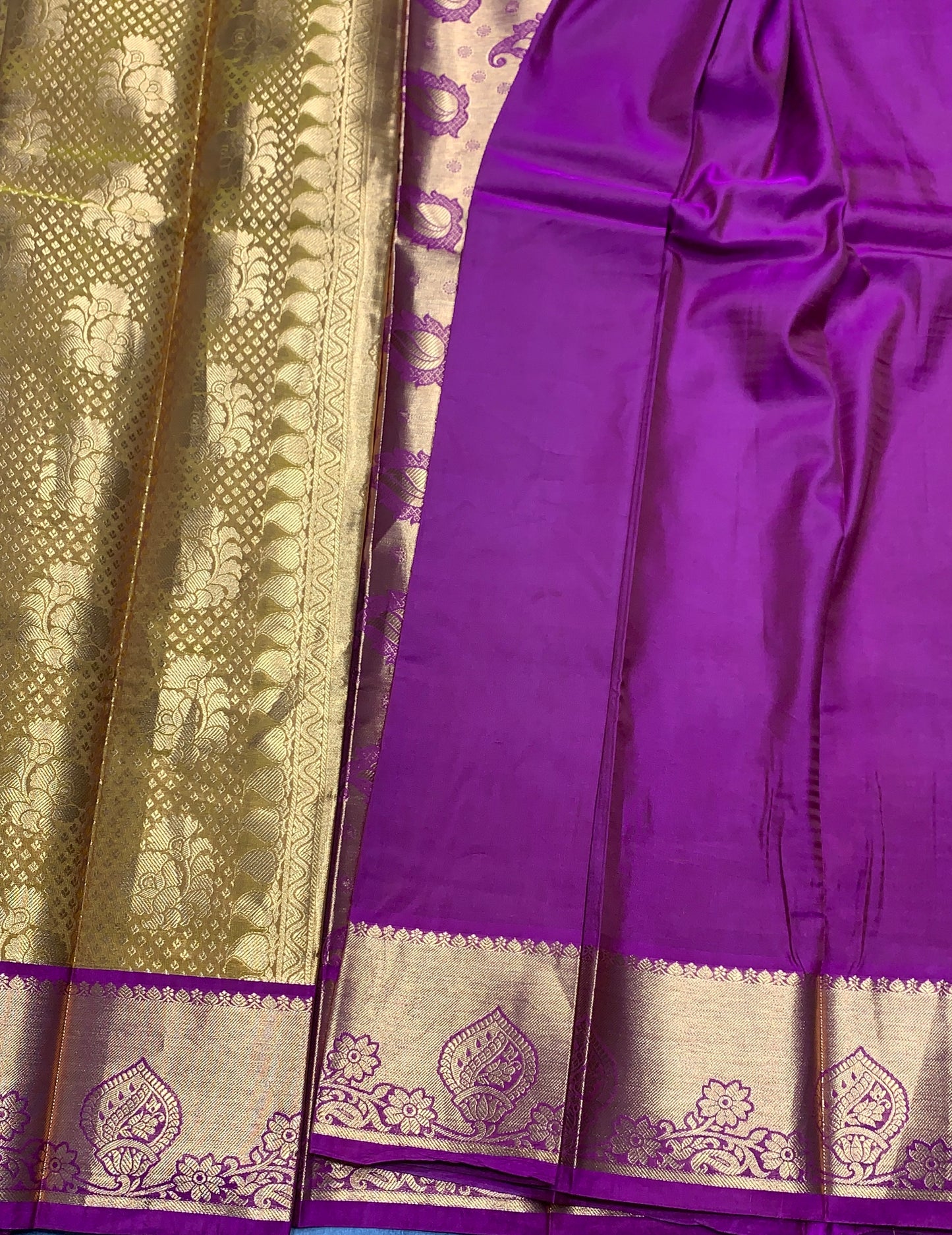 Vegan Silk Saree Mustard Colour with Pink and Copper Border