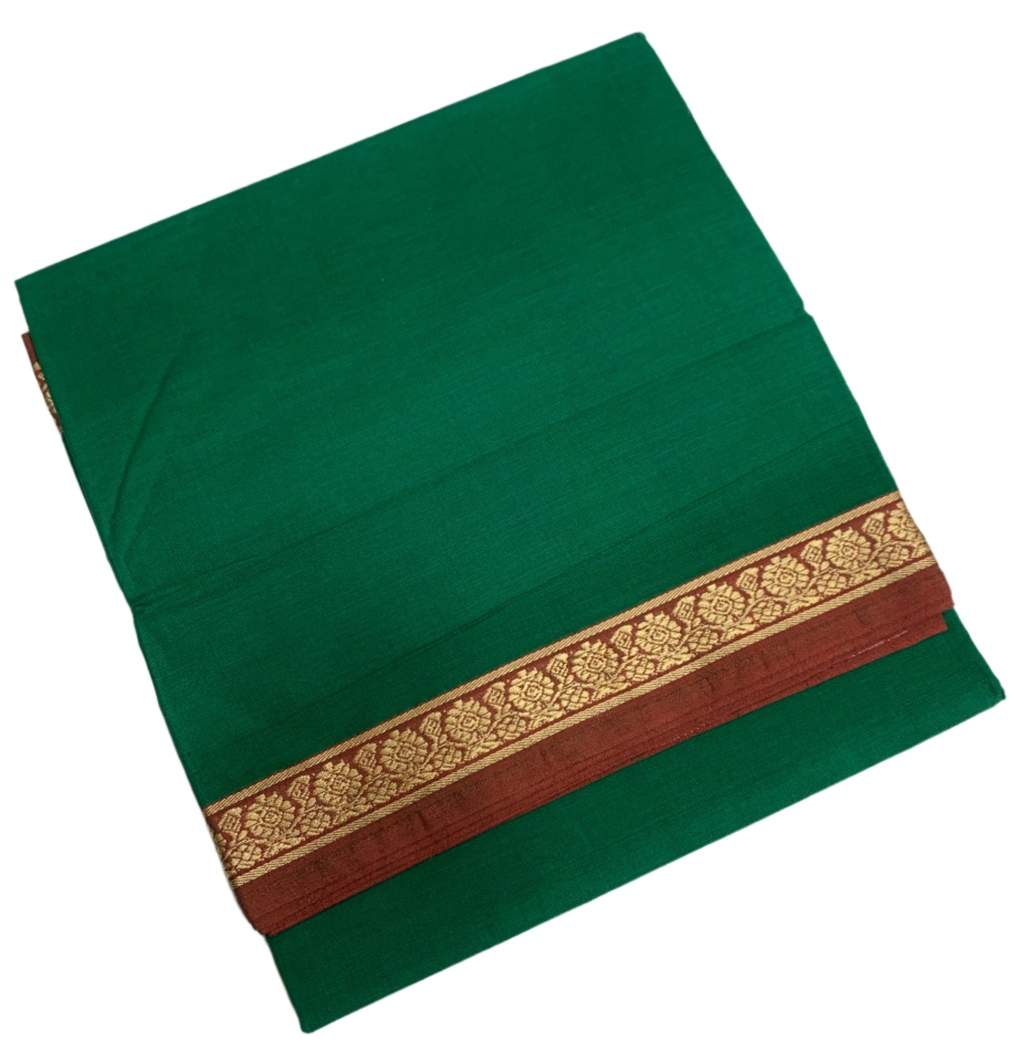 Chettinad Cotton Saree Green Colour with Brown Border