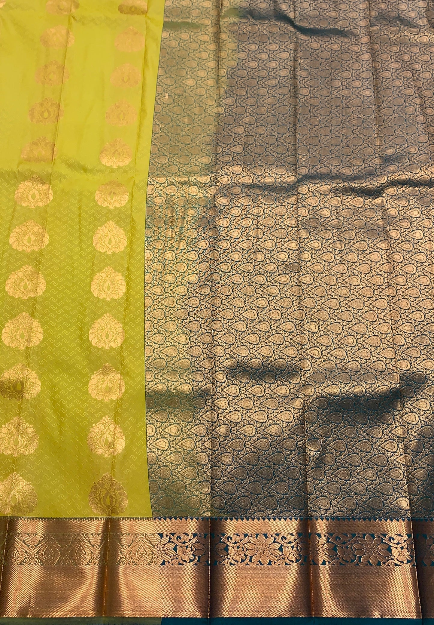 Vegan Silk Saree Mustard Colour Saree with Copper Border