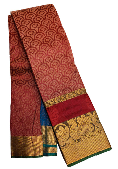 Synthetic Cotton Saree Maroon Shade with Copper Border