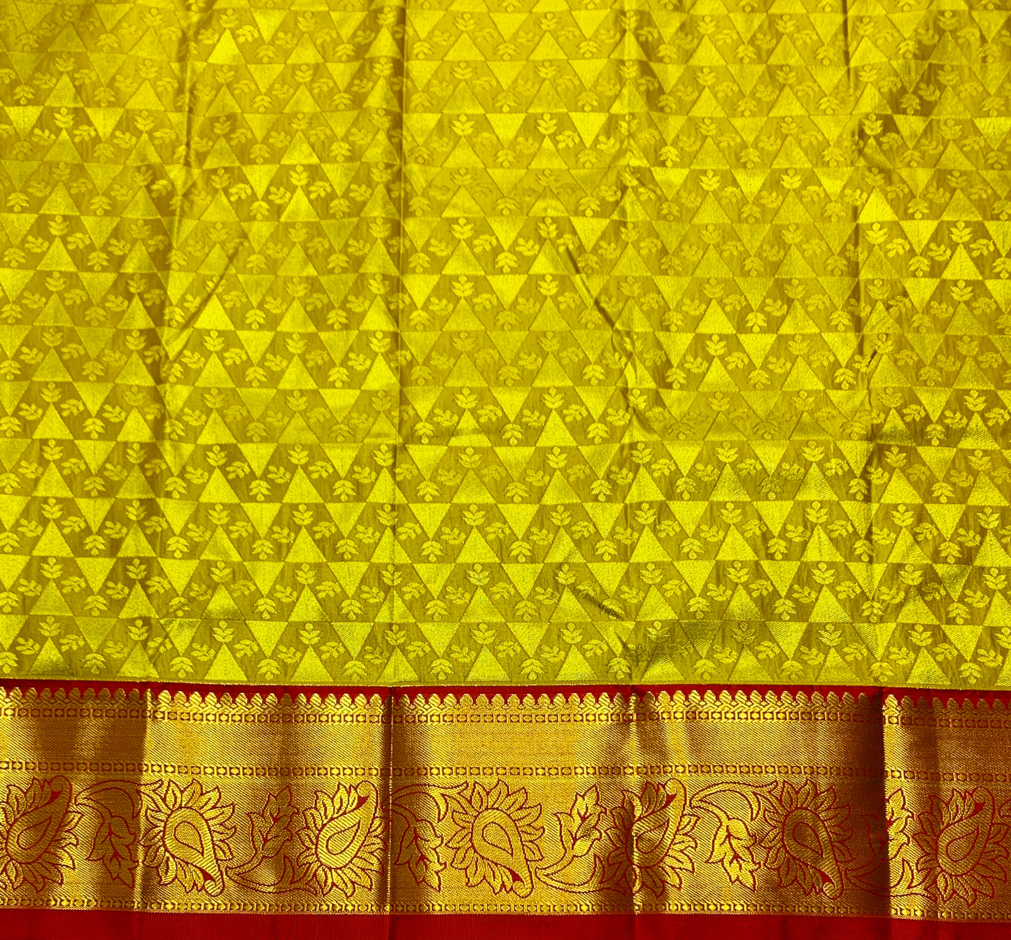 Mustard Shade Vegan Silk Kids Pattu Pavadai with Contrast border for age 2 to 5